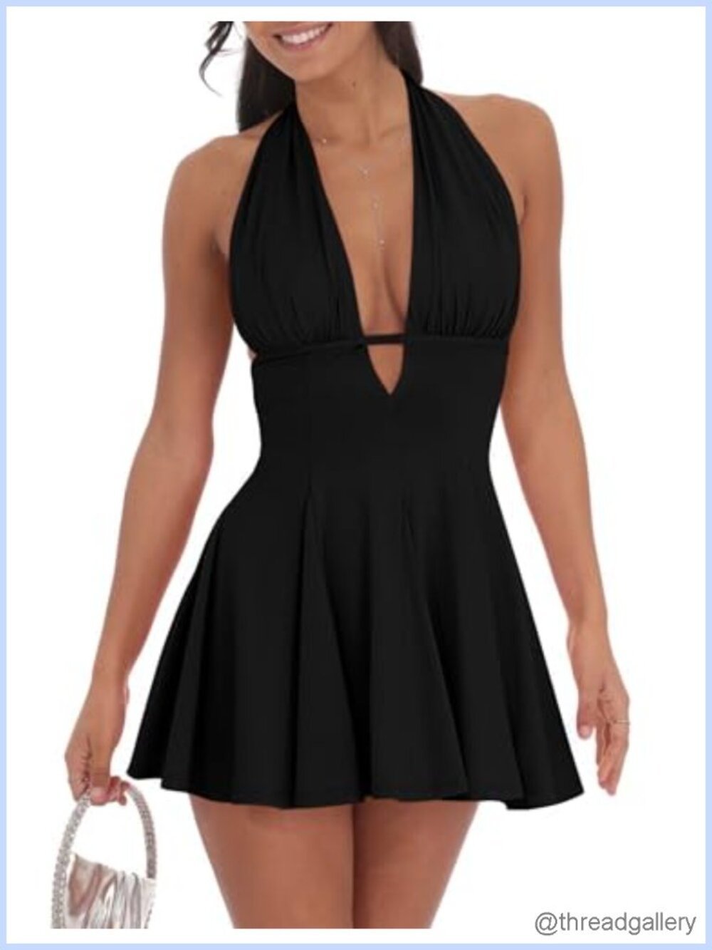 Sexy Bodycon Halter Mini Dress Tie Back Backless Deep V A-Line Club Party